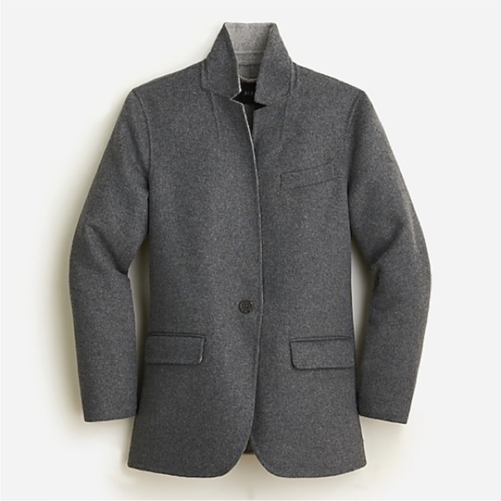 J Crew Leighton blazer jacket in double faced wool, 6, charcoal light grey